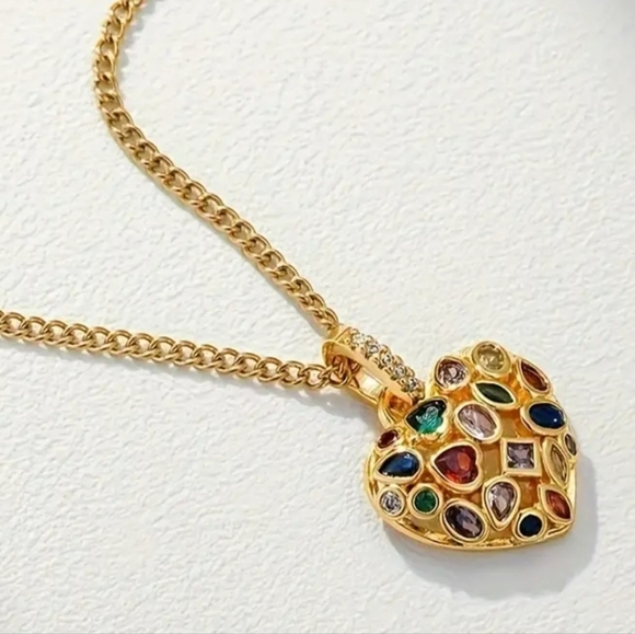 NEW! Heart ♥️ cute charm adorned with beautiful colored zirconias -BTQ - Picture 6 of 6